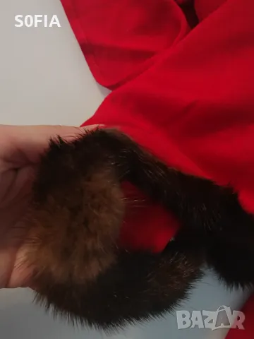 Elda Varney норка с алено червена мерино вълна, снимка 3 - Шалове - 48944051