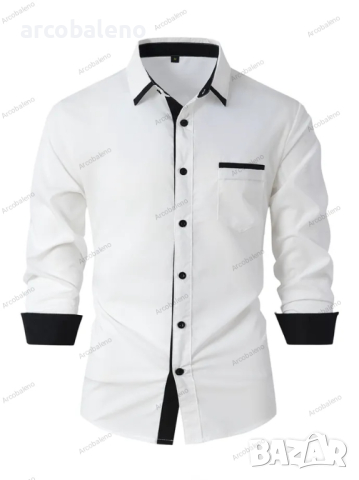 Мъжка бизнес вталена ежедневна риза с цветни блокове, Риза с дълъг ръкав, 8цвята , снимка 12 - Ризи - 44839754