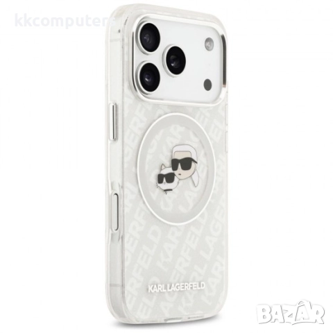 Оригинален кейс Karl Lagerfeld Karl and Choupette Glitter MagSafe, За iPhone 17 Pro Max (6.9), Прозр, снимка 4 - Резервни части за телефони - 51825662