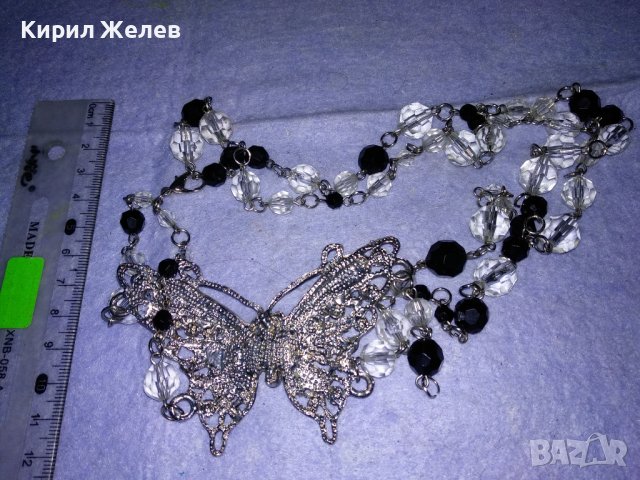 НЕЖНО ФИГУРАЛНО КРИСТАЛНО АРТ КОЛИЕ СРЕБРИСТ МЕДАЛЬОН - ПЕПЕРУДА 34773, снимка 5 - Колиета, медальони, синджири - 39201488