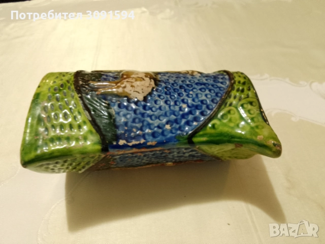 МНОГО РЯДКА СТАРА КЕРАМИЧНА КАНА С ФИГУРА ПОДПИСАНА, снимка 4 - Антикварни и старинни предмети - 51830961