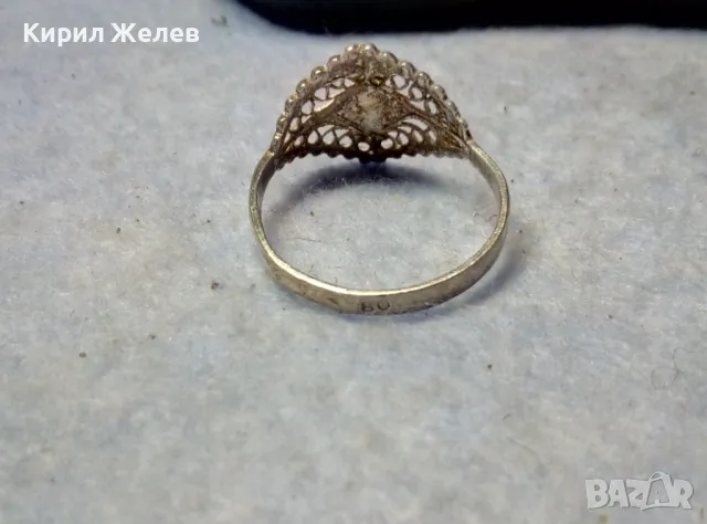 СТАРИНЕН ЕМАЙЛИРАН ФИЛИГРАНЕН ПРЪСТЕН СРЕБРО 800 ФИНА РЪЧНА РЕТРО АРТ ИЗРАБОТКА 47594, снимка 3 - Антикварни и старинни предмети - 49606653