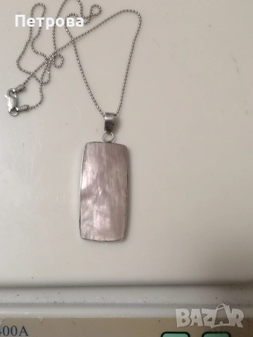 сребърен синджир с висулка Абалон-седеф , снимка 4 - Колиета, медальони, синджири - 53685119