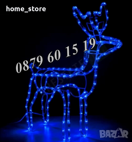Коледен светещ елен, коледен елен височина 90 см, синя светлина
