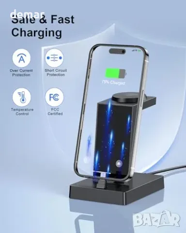 Зарядна станция 3-в-1 USB-C 30W за iPhone, Apple Watch и слушалки, снимка 6 - Безжични зарядни - 55829691
