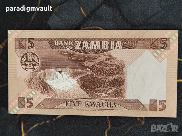 Банкнота - Замбия - 5 квача UNC | 1980 - 1988г., снимка 2 - Нумизматика и бонистика - 53865364