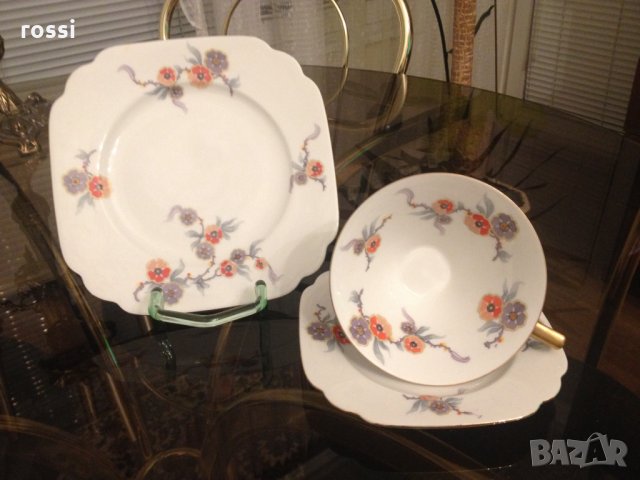 Bavaria 1930-те г. Ново немско трио за кафе/чай и десерт чаша чинии, сервиз, сет, чиния, снимка 4 - Колекции - 34764354