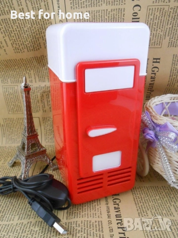 ThreeH  Мини червен USB хладилник, снимка 6 - Хладилници - 51577592