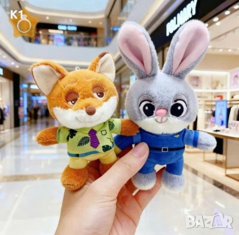 Комплект Плюшени Ключодържатели Зоотрополис – Джуди Хопс и Ник Уайлд, снимка 2 - Плюшени играчки - 53151068