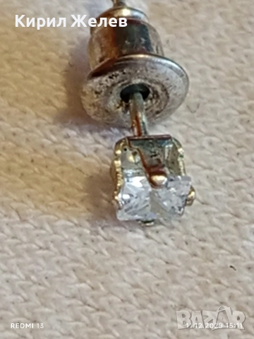 Сребърна обеца с инкрустиран цирконий ръчна изработка 41451, снимка 4 - Обеци - 52736439