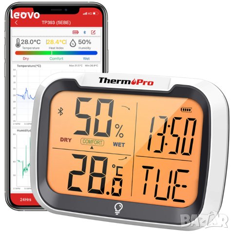 Bluetooth термометър с хигрометър - ThermoPro TP-393.  Българско упътване