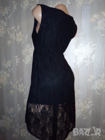 Черна дантелена рокля с по-къса предна част М,Л