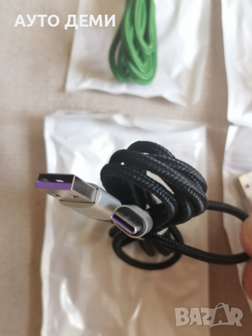 Качествен кабел с оплетка USB към TIPE-C дължина 1метър цвят черен или оранжев, снимка 5 - USB кабели - 36268369