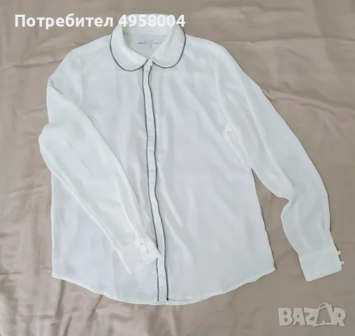 Дамска бяла шифонена риза Alfred Sung, размер S, снимка 2 - Блузи с дълъг ръкав и пуловери - 56208454