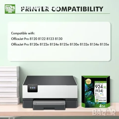 Нови 924XL мастилници за HP OfficeJet Pro 8122e 8130e, 4 цвята, висок капацитет за печат принтер , снимка 2 - Консумативи за принтери - 55932016
