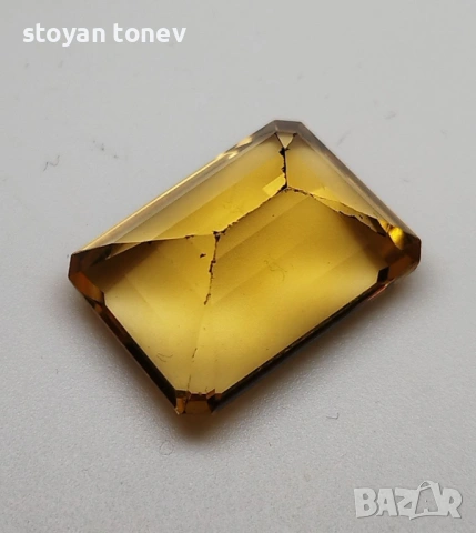 Рядък голям 15.39кт естествен жълт цитрин – VVS чистота, емералд кът, Африка! Нов!, снимка 7 - Други - 53562951