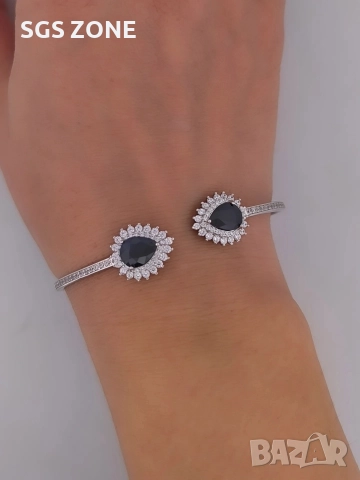 Стилна гривна от стерлингово сребро 925 със сапфир, снимка 7 - Гривни - 52792643