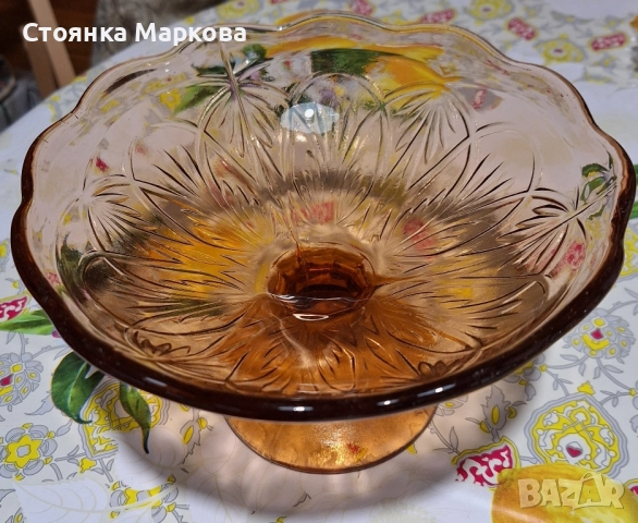 Масивно розово стъкло-чиния,фруктиера,купа от 1960 г., снимка 7 - Форми - 51491688
