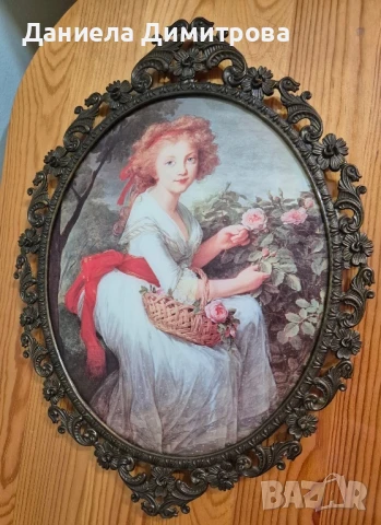 Разкошна рамка/картина от бронз/месинг с изображение на дама, снимка 2 - Други ценни предмети - 51020836