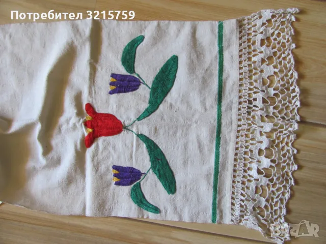 19в. кърпа, ръчно тъкан кенар, ръчна бродерия , 115х30см., снимка 2 - Антикварни и старинни предмети - 50421222