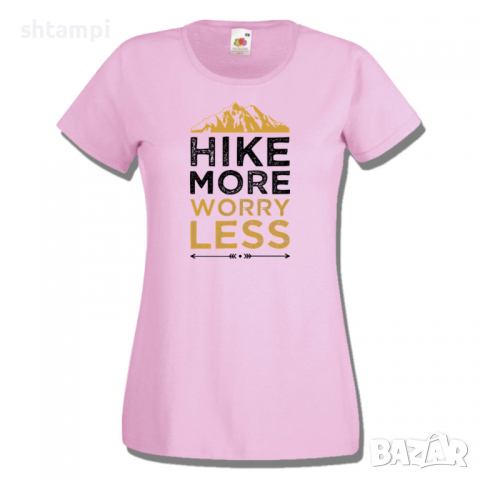 Дамска тениска Hiking More Worry Less,Изненада,Подарък,Поход,Връх,Хижа, снимка 5 - Тениски - 36373517