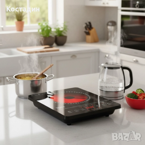 Котлон Voltz, 2000W, Кристална плоча с инфрачервен нагревател, 28х36см, LED екран, Таймер, снимка 4 - Котлони - 52472486