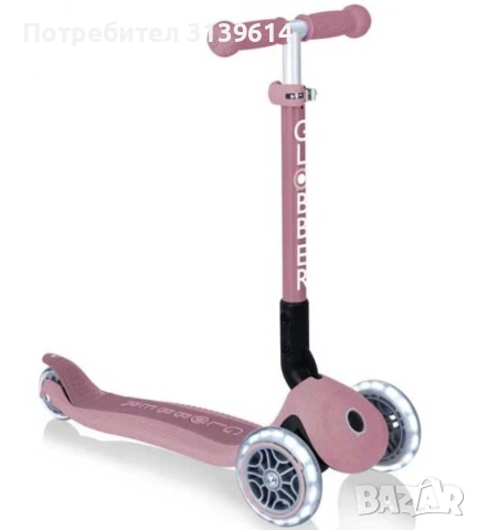 Тротинетка розова Globber Junior Foldable Lights Ecologic, снимка 5 - Скутери и тротинетки - 53851543