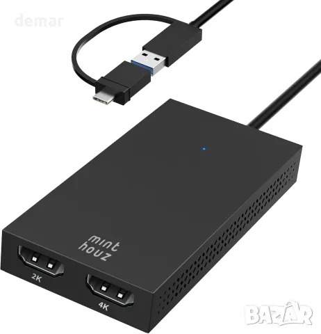USB-C към Dual HDMI адаптер за 2 екрана 4K@30Hz