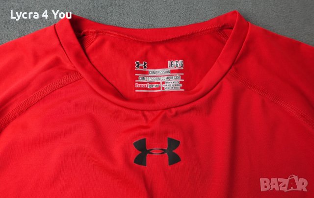M/L червена мъжка компресионна тениска на Under Armour (made in Mexico), снимка 3 - Спортни дрехи, екипи - 41462442