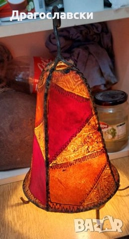 Полилей, лампа, фенер, лампион за 3 крушки, Ковано желязо, фенер, гръцки, кожа, снимка 12 - Лампи за таван - 28876885