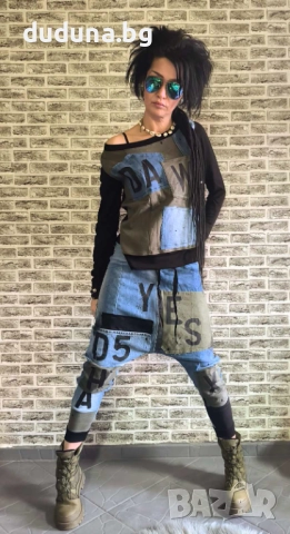 Страхотен дамски сет дънкови потури и блуза с деним в  нашия див стил!, снимка 3 - Комплекти - 52869116