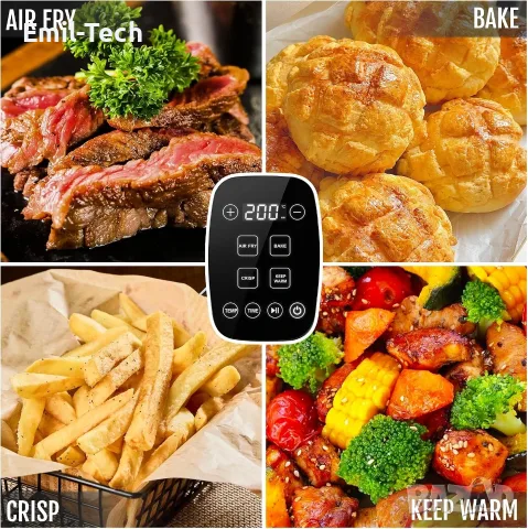 Еърфрайър 1500 W със стъклени съдове 4,2 и 2,2 л, 4 програми, снимка 12 - Други - 56343914