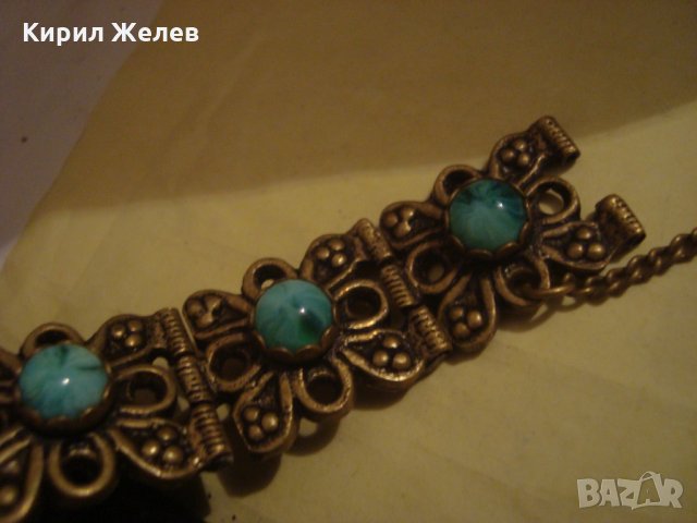 ВЪЗРОЖДЕНСКА БРОНЗОВА ЕТНО ГРИВНА с НАТУРАЛНИ ШЛИФОВАНИ СКЪПОЦЕННИ КАМЪНИ ТУРМАЛИН МАЙСТОРСКА 23471, снимка 12 - Антикварни и старинни предмети - 33846568