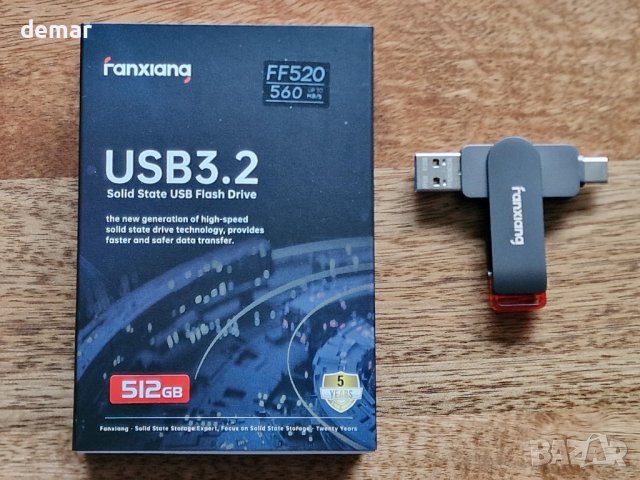 fanxiang 512GB USB стик, до 560 MB/s, тип C+ USB A USB3.2 Gen2, снимка 9 - USB Flash памети - 44178965