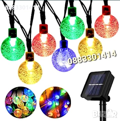 Соларно LED осветление, 60 броя, 6 метра Коледни соларни лампи, снимка 6 - Соларни лампи - 42093916