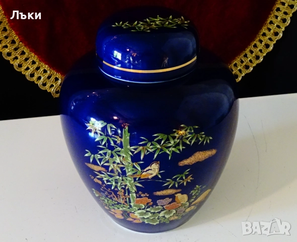 Урна,буркан,ваза,японски порцелан,злато,кобалт,яребици. , снимка 9 - Вази - 52135757