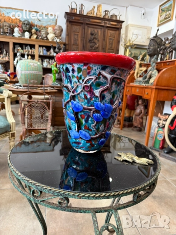 Многоцветна стъклена ваза - Murano. №7382, снимка 7 - Антикварни и старинни предмети - 51879834