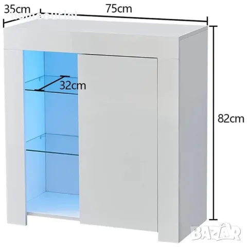 ПРОМОЦИЯ Шкаф за съхранение / бюфет с LED осветление CXWL-ST-0050WH, снимка 7 - Шкафове - 49300199
