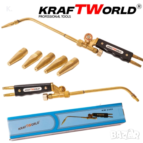 KraftWorld Оксижен Горелка 400mm – кислород + пропан, комплект дюзи 1-5, снимка 1