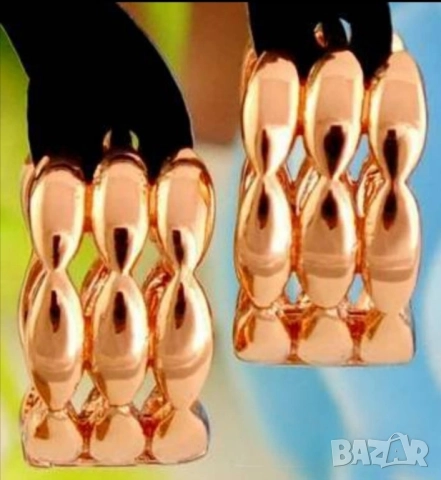 Семпли фини триредни обеци от 9к попълнено злато 15 лв., снимка 2 - Обеци - 51766233