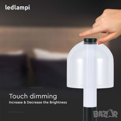 Настолна LED Лампа 2W Димиране Черна + Прозрачно Стъкло Презареждане 3в1, снимка 2 - Настолни лампи - 41142691