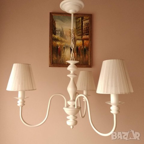 Шаби шик аплик с абажур-Бял ,модерна класическа винтидж лампа за стена с шапка,винтидж, снимка 3 - Лампи за стена - 22892605