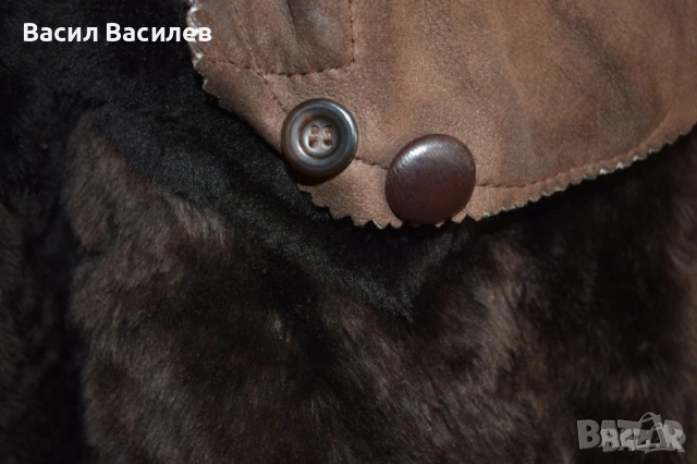 Дълъг дамски кожух кафяв агнешка кожа, снимка 4 - Якета - 51932225