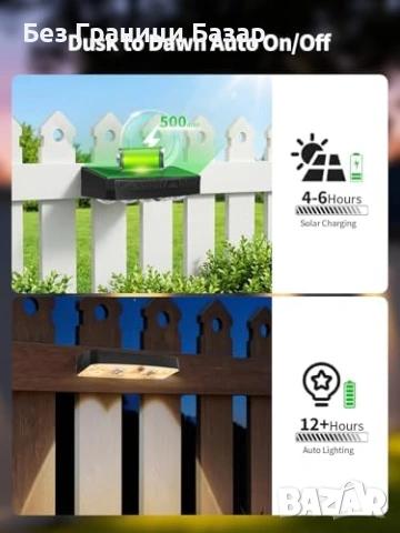 Нови Соларни слънчеви стенни лампи 4 броя 3 режима за двор ограда тераса , снимка 5 - Соларни лампи - 53817960