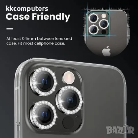 Camera Lens Stone за iPhone 13 / 13 Mini / Тъмносив / Баркод : 2403735, снимка 2 - Стъкла за телефони - 47863752