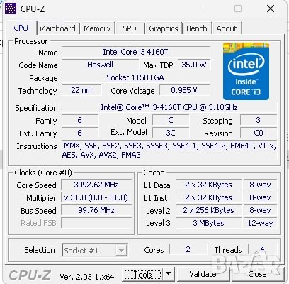 Процесор Intel Core i3-4160T, снимка 2 - Процесори - 39329873