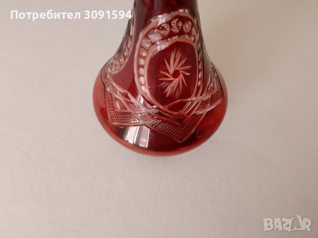 Кристална гарафа,Ваза цветен червен кристал, снимка 9 - Антикварни и старинни предмети - 42251736