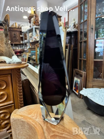 Стъклена ваза №7162 , снимка 2 - Антикварни и старинни предмети - 50950756