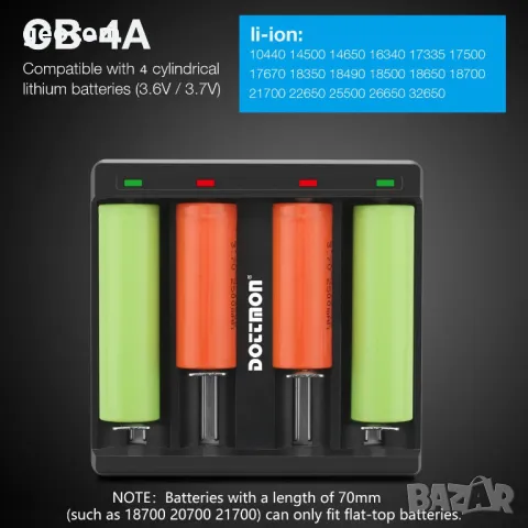 DOTTMON LED 4-Slots Intelligent Universal Battery Charger, снимка 3 - Батерии, зарядни - 49437027