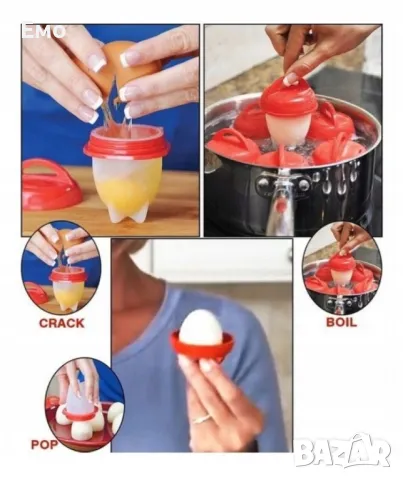 Силиконови формички за варене на яйца без черупка - 6 бр., снимка 3 - Други - 48729795